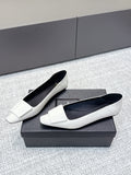 YSL 26ss Square Toe Loafers White Patent Leather 662733