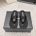 CC 26s Thong Sandals Black Suede Sheepskin 632352