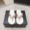 CC 26s Thong Sandals White Sheepskin Multicolor Charm 632363
