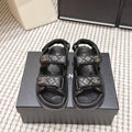 CHANEL 26S QUILTED DAD SANDALS IN BLACK CALFSKIN