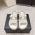 CC 26s Sandals Beige Leather Raffia 632399