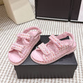 CC 26s Sandals Light Pink Leather Raffia 632402