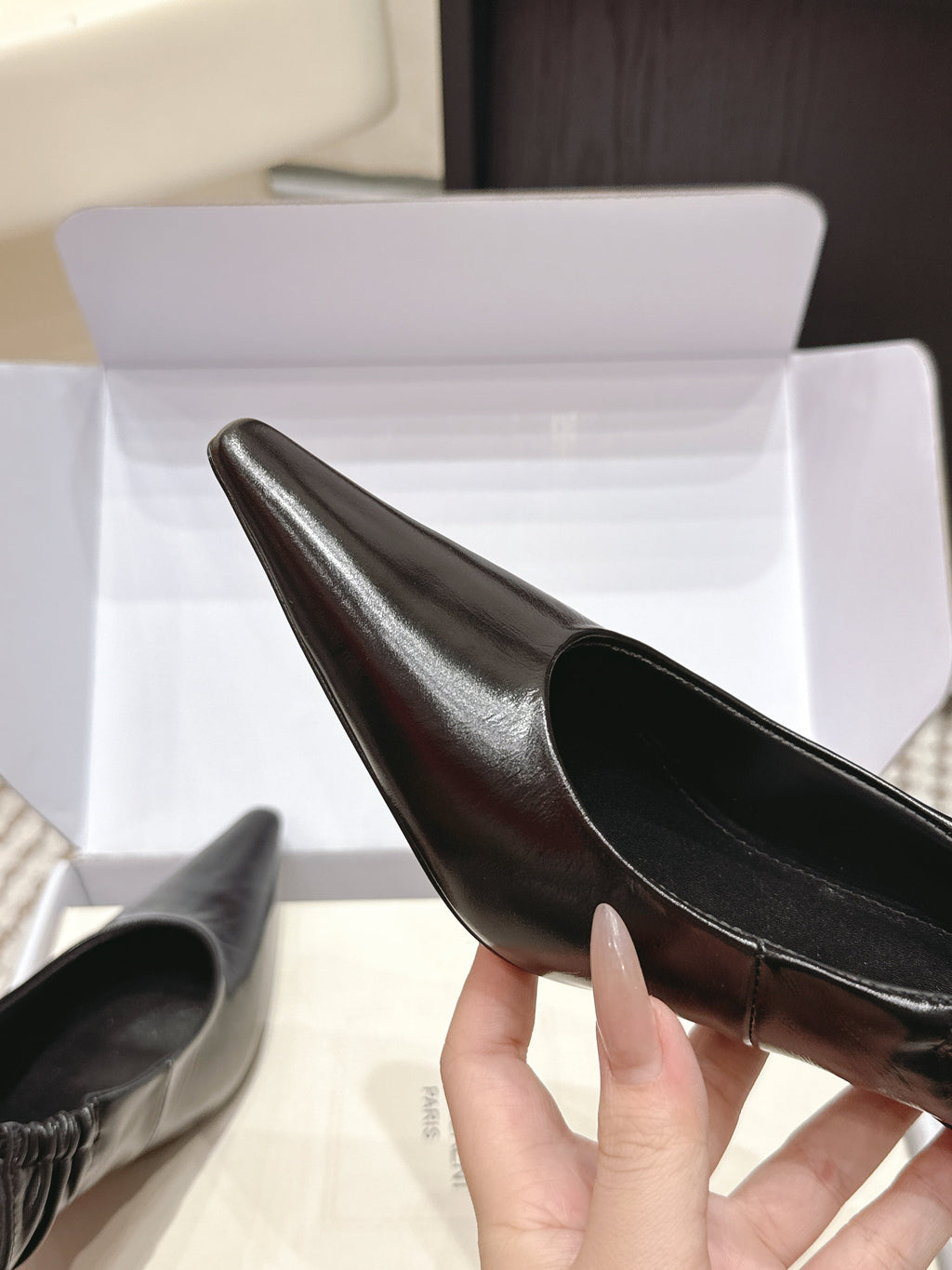 YSL 26ss Slingback 75 Black Glossy Leather 654715