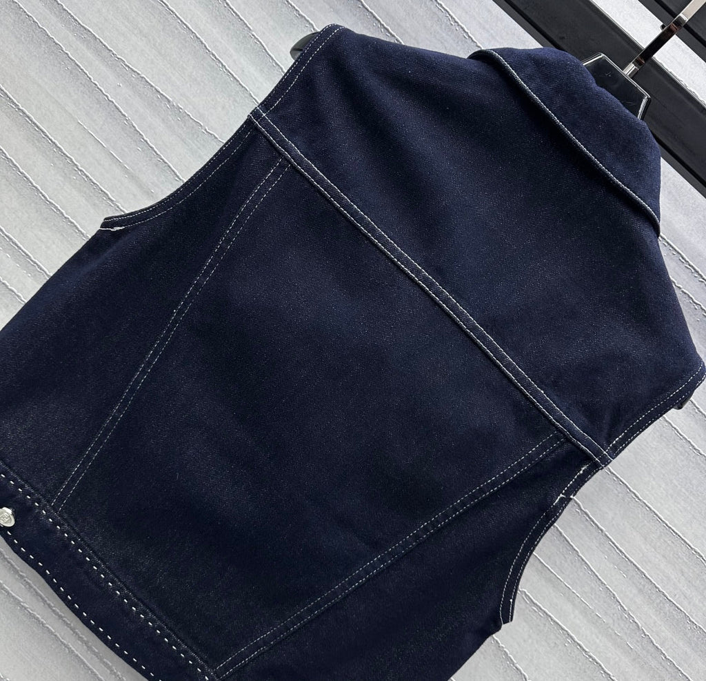 Fendi 25C Embroidered Denim Vest  228894
