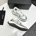 CC 26s Casual Sneakers White Gray Fabric Cowhide 626380