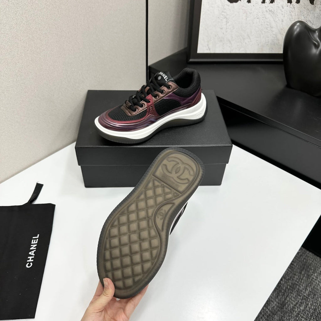 CC 26s Casual Sneakers Black Plum Purple Fabric Cowhide 626381