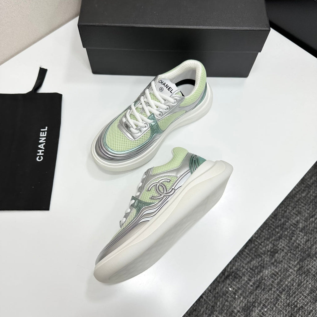 CC 26s Casual Sneakers Mint Green Sliver Fabric Cowhide 626385