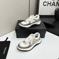 CC 26s Casual Sneakers White Gold Fabric Cowhide 626386