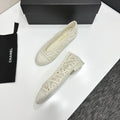 CC 26s Ballet Flats Ivory Canvas Leather 626298