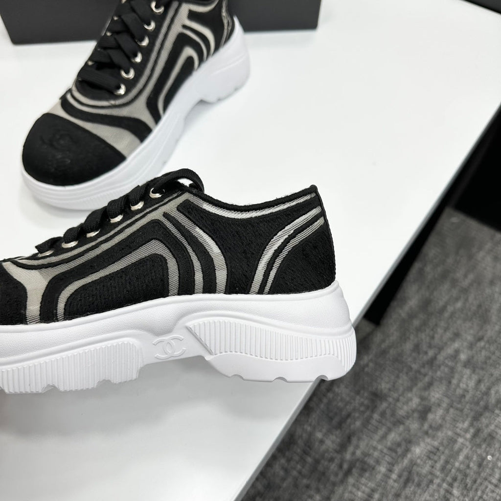 CC 26s Casual Sneakers Rhinestones Black White Mesh Sheepskin 626364