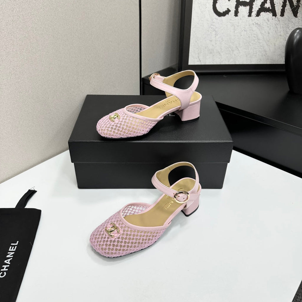 CC 2026 Mary Jane Sandals 45 Light Pink Satin Cowhide 668116