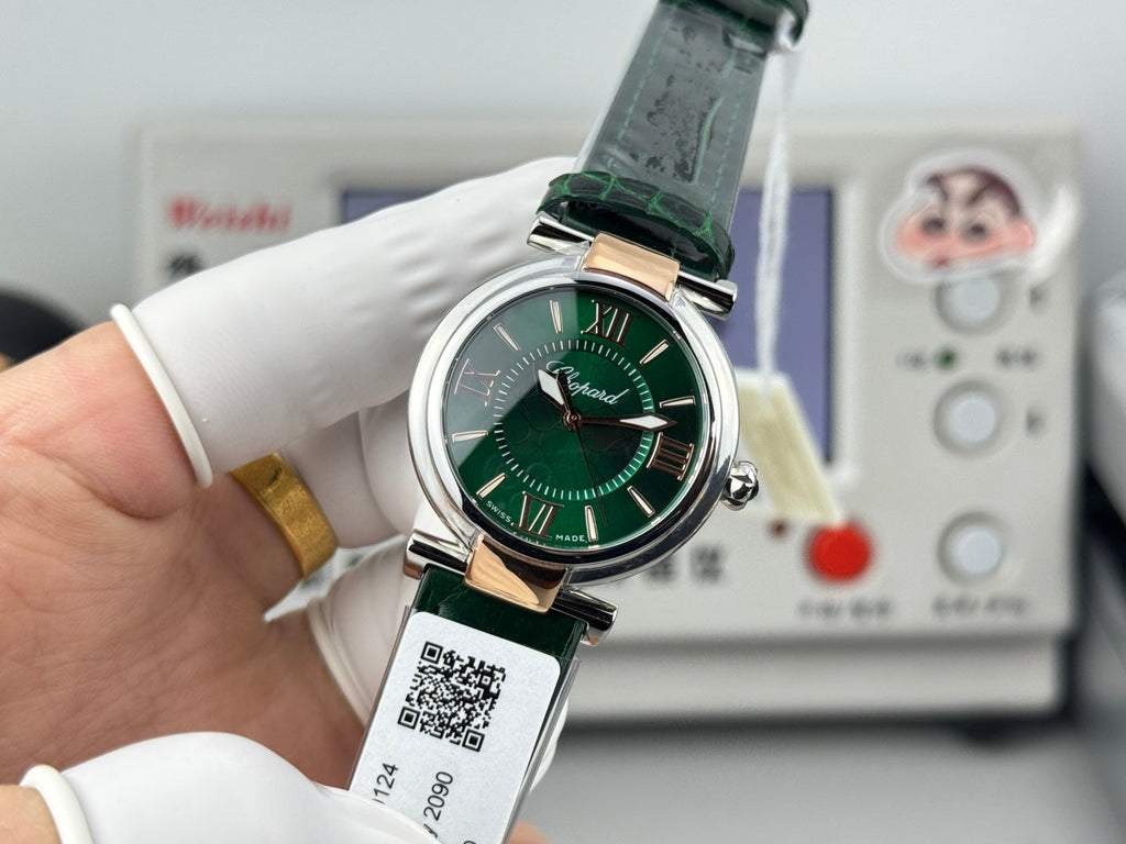 Chopard Imperiale 29mm Sliver Case Green Crocodial Leather