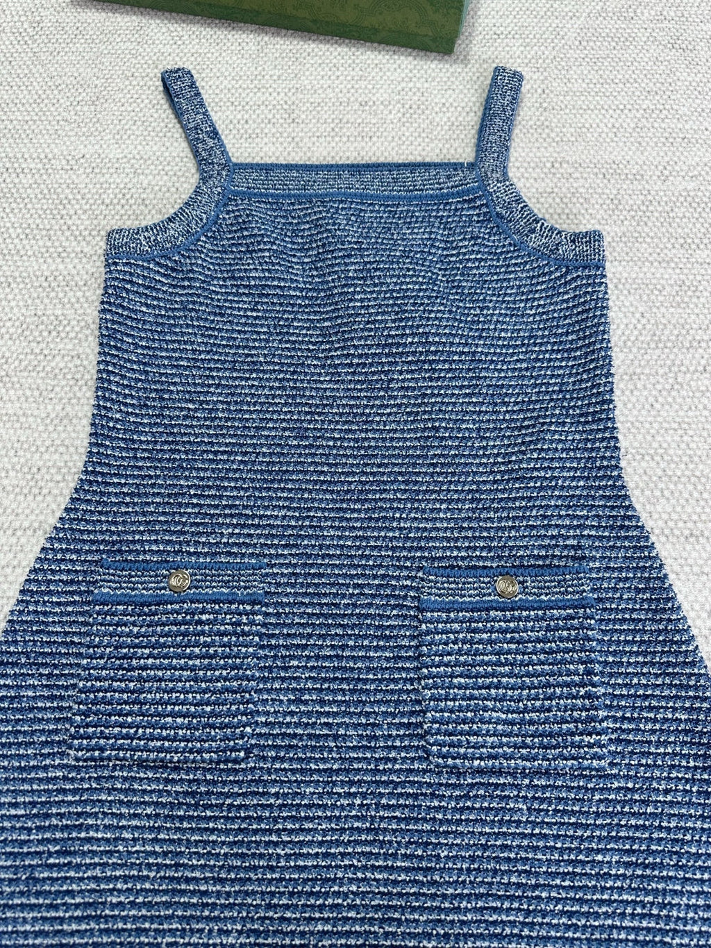 Gucci Striped Suspender Dress Blue Cotton