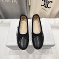 CELINE 26S BALLET FLATS IN BLACK CALFSKIN WITH BOW