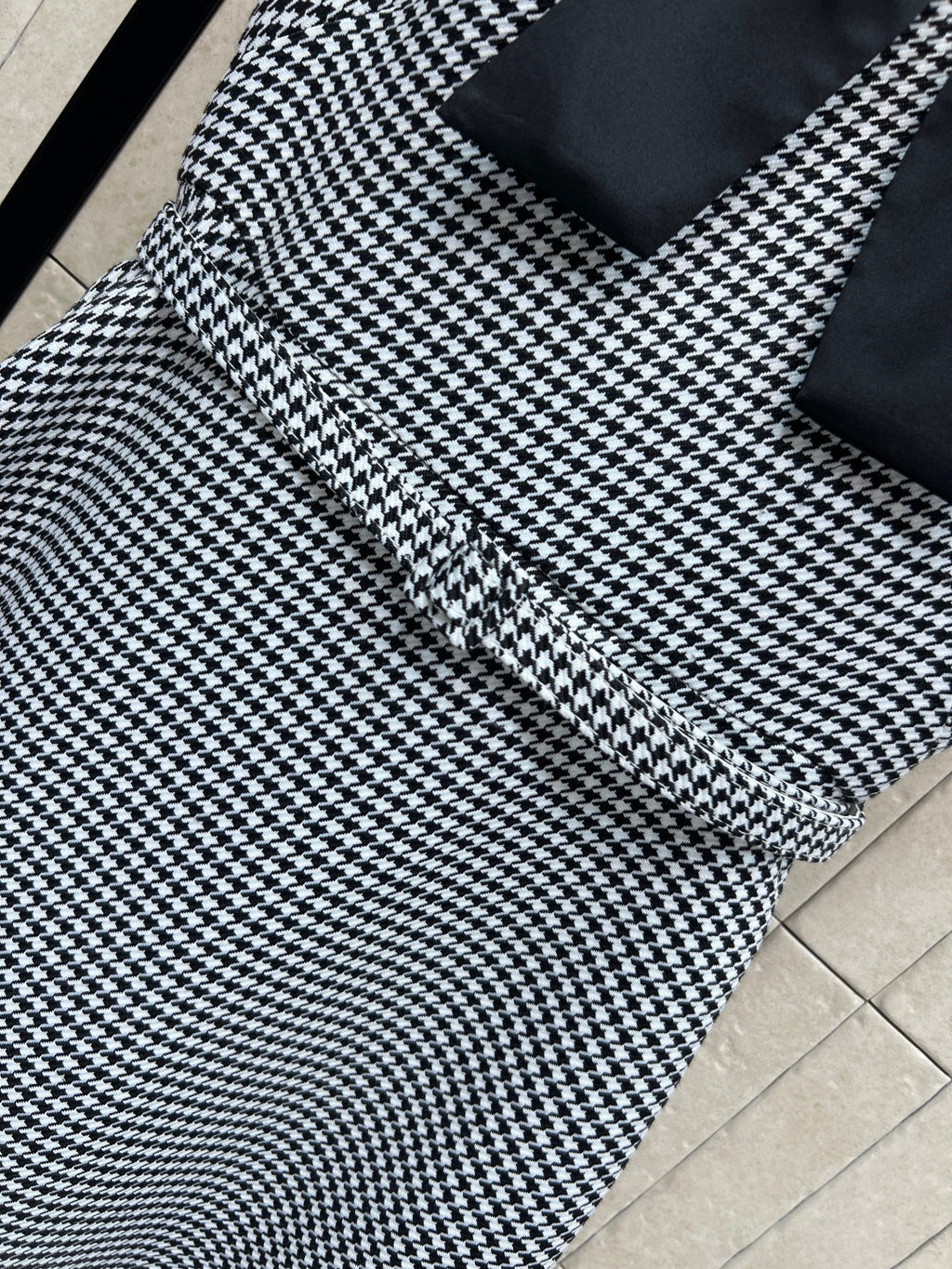 Dior 2026 Houndstooth Sleeveless Dress Black White Polyester