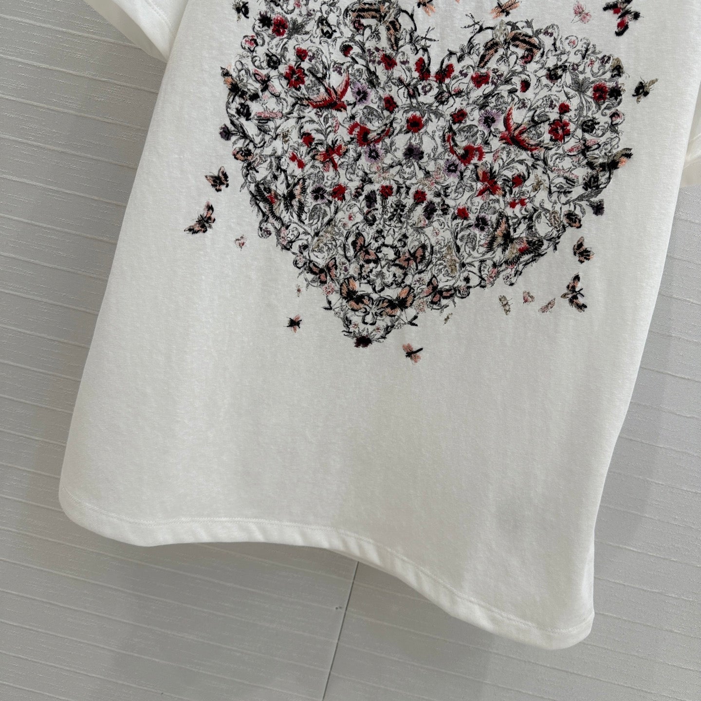 CD Heart T-shirt White Cotton Polyester