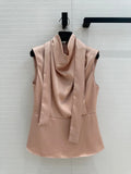 Fendi Long Ribbon Drape Waisted Top Pink Polyester