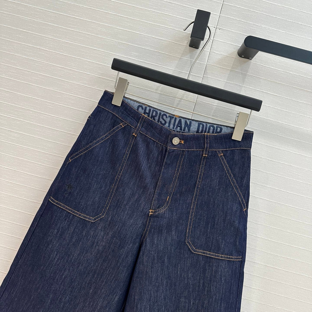 CD 25 Straight-leg Half-length Pants Blue Cotton