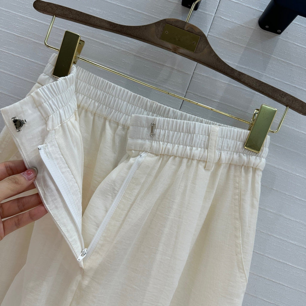 Gucci 25 Wide-leg Casual Pants Ivory Cotton