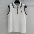 CD Polo Collar Vest Top White Cotton