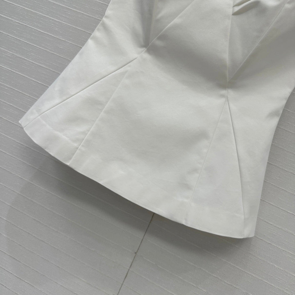 Prada 25 Cat Ear Tube Top Vest White Cotton