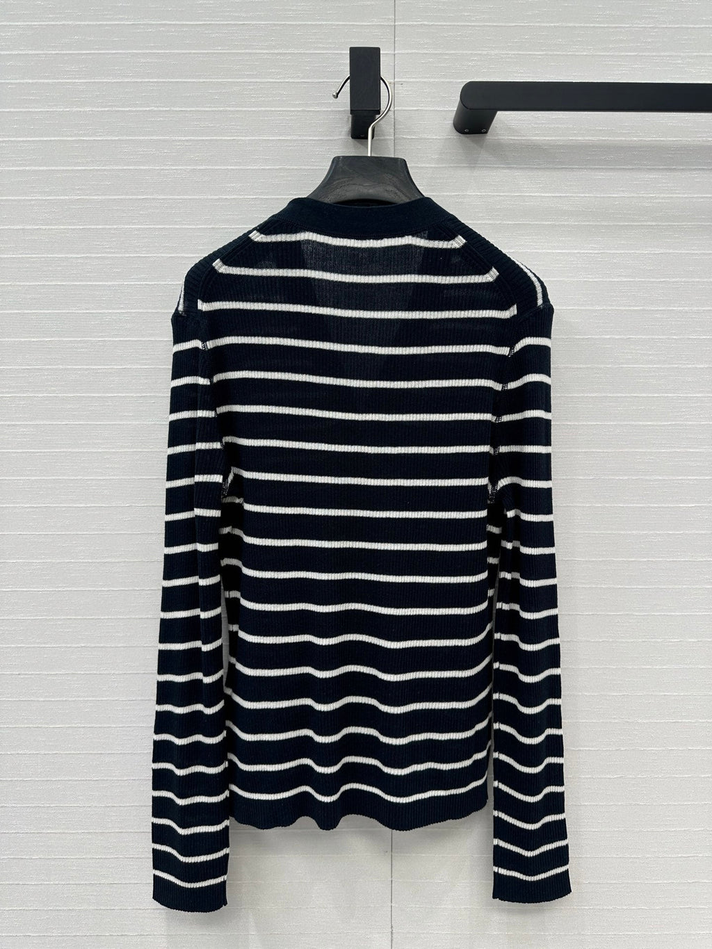 CD 25 Striped Cardigan Black mix White Linen Cashmere