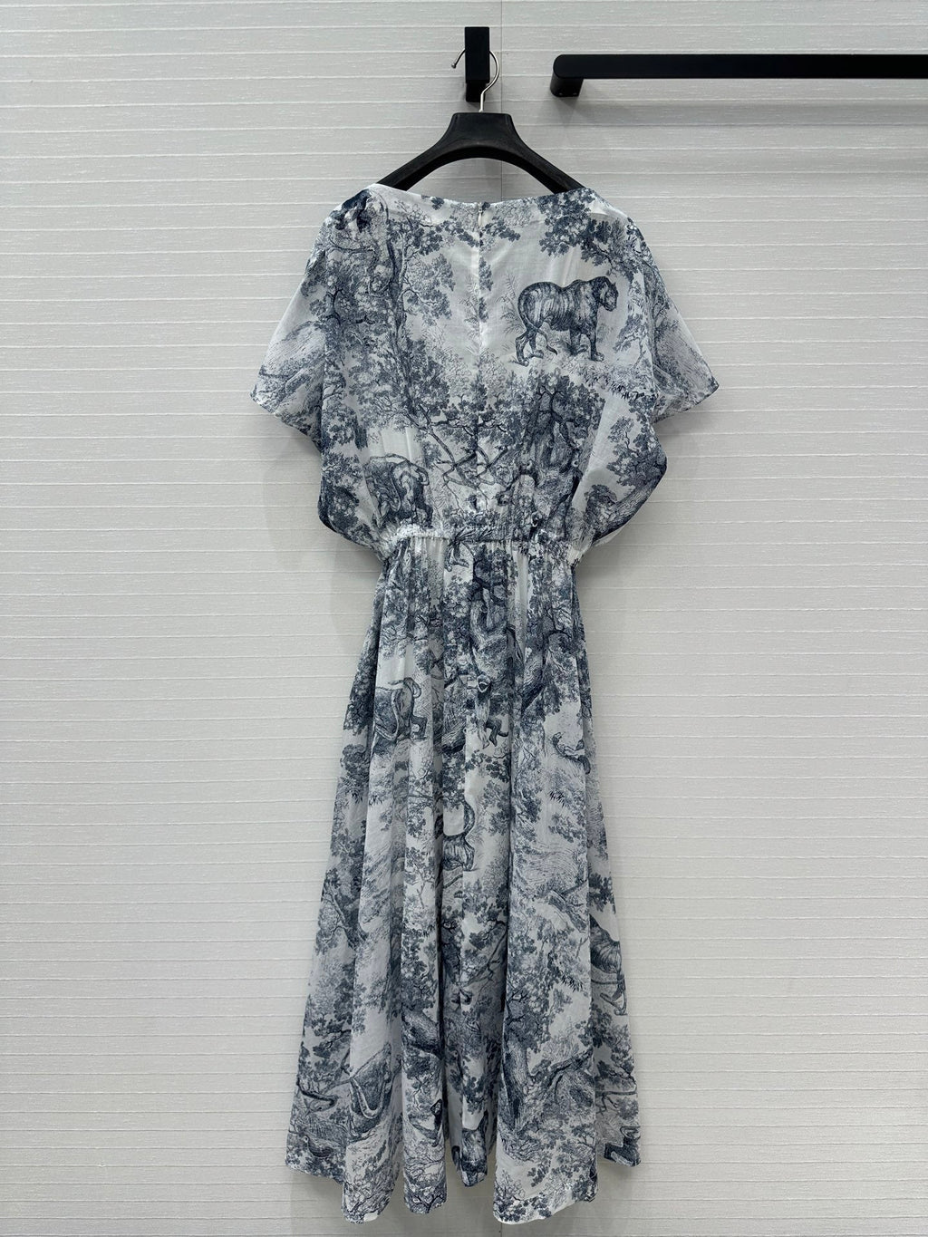 CD 25 Boat Neck Long Skirt Blue White Cotton