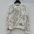 CD 25 Floral Embroidered Sweater White Cashmere