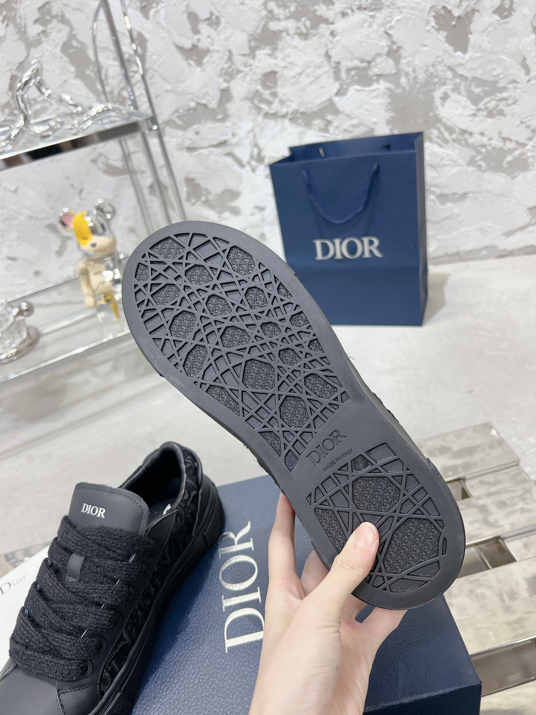CD B33 Sneaker 30mm In Black Calfskin 100668