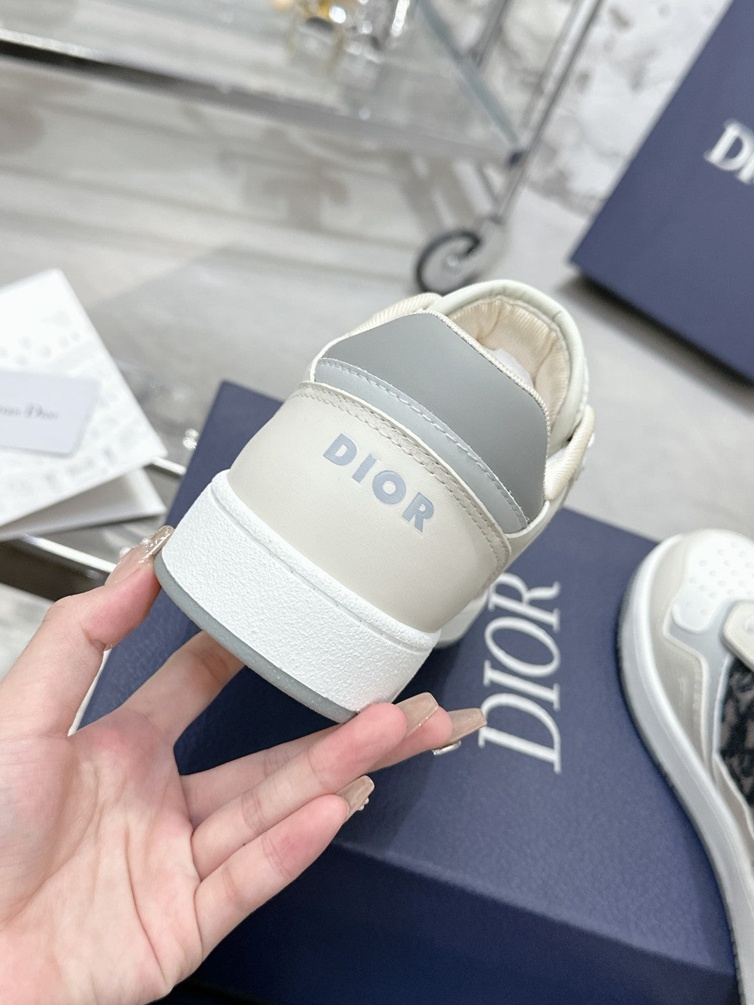 CD B27 Low-Top Sneaker 30mm In Ivory White Monogram Calfskin 100805