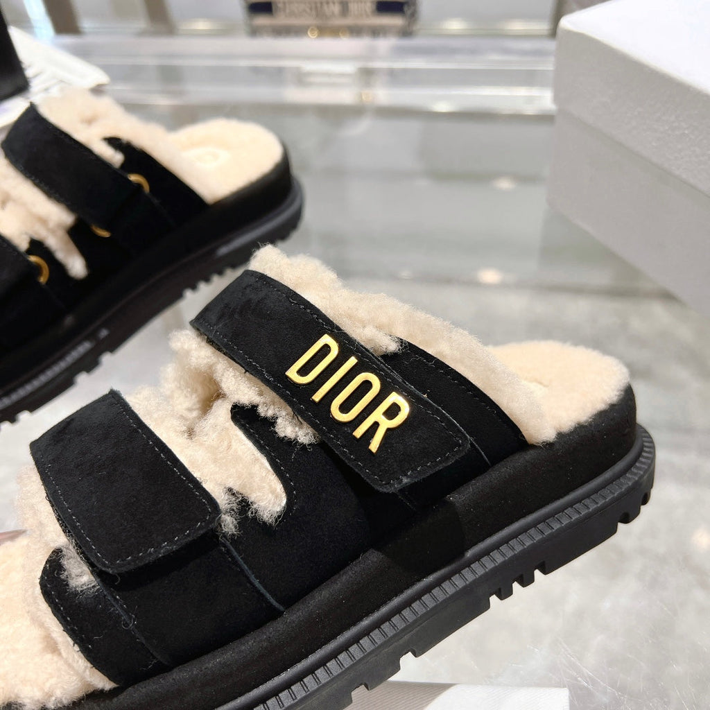 CD Dioract Slide 40mm In Black Suede 996360