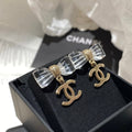 CC Transparent Acrylic Bow Gold Earrings