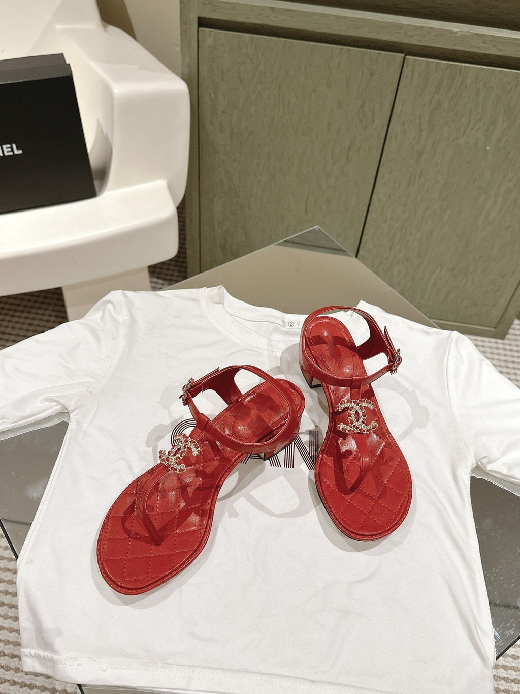 cc sandal 45 red lambskin