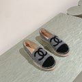 espadrilles dark grey cotton tweed black suede