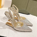 FENDI SEQUINS HIGH-HEELED SLINGBACK 85MM GOLD