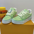 LV TRAINER MAXI SNEAKER IN GREEN PASTEL EMBOSSED CALFSKIN