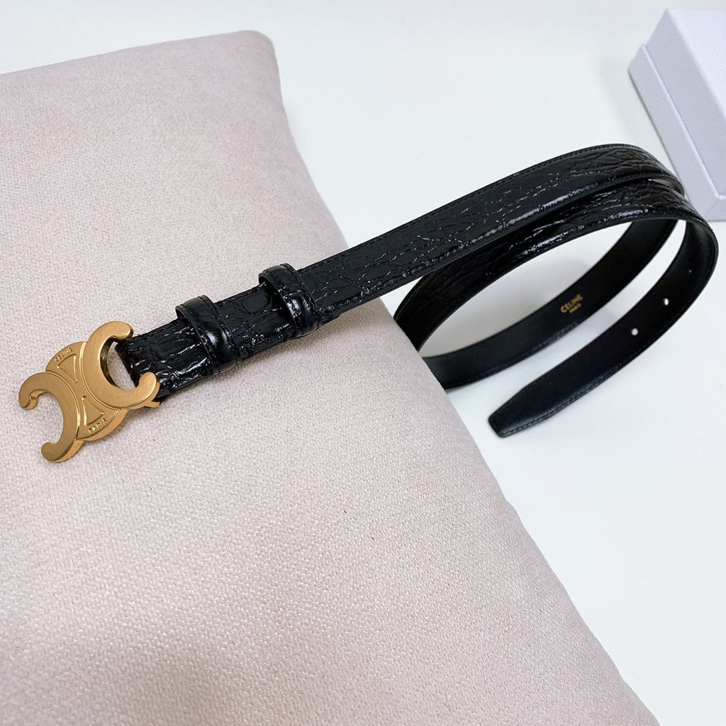 CEL 25mm Triomphe Belt Black Alligator Leather 176670