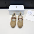DIOR 26S FROST BALLET FLAT IN LIGHT BROWN CANNAGE SUEDE AND CALFSKIN