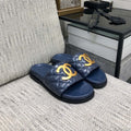 mule sandal 30 blue quilted waxed leather
