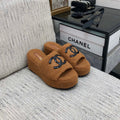 CC Wedge Sandal Brown Yellow Wool