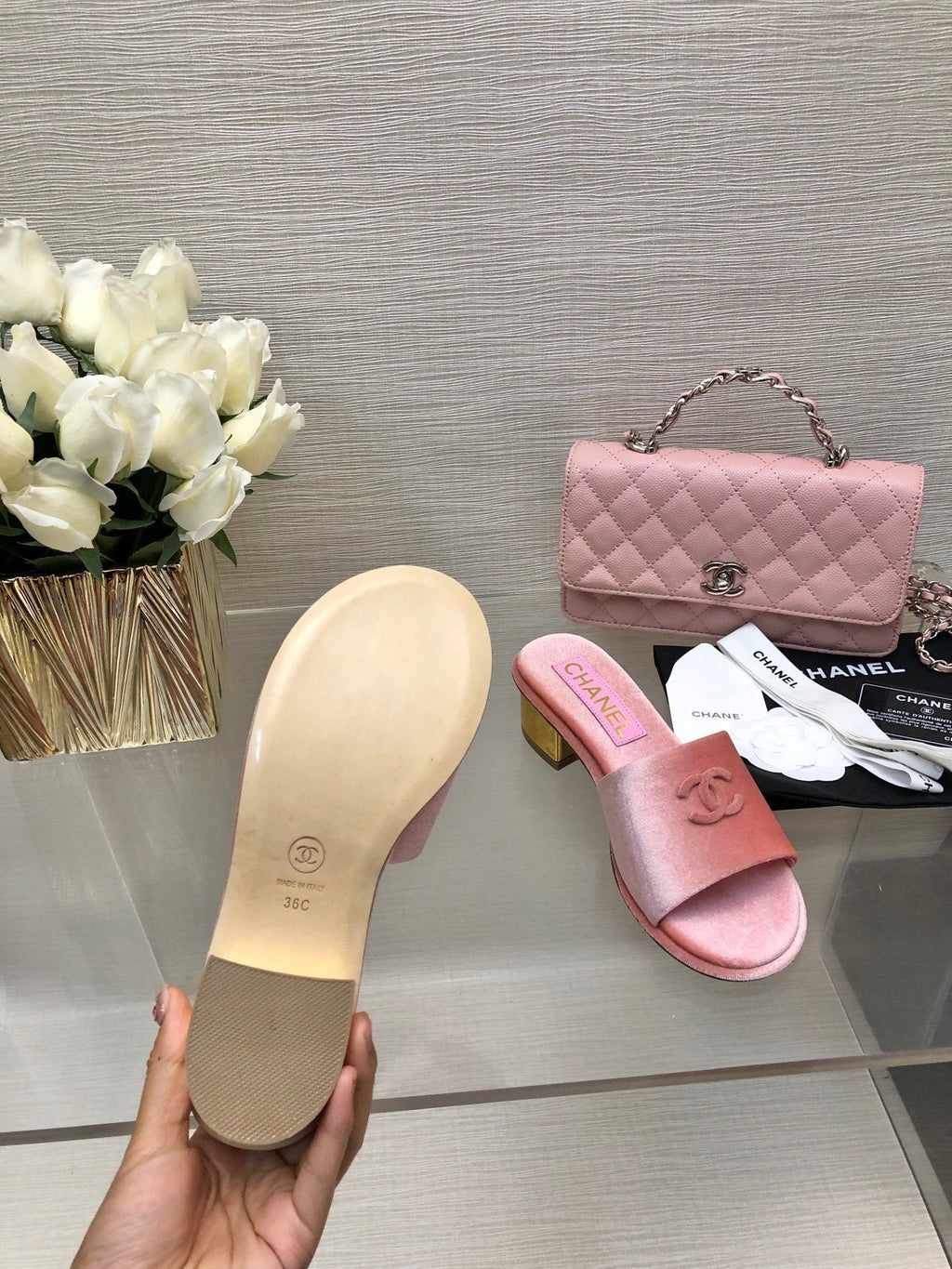 CC 25C Mid Heel Mule Pink Velvet Substance 212953