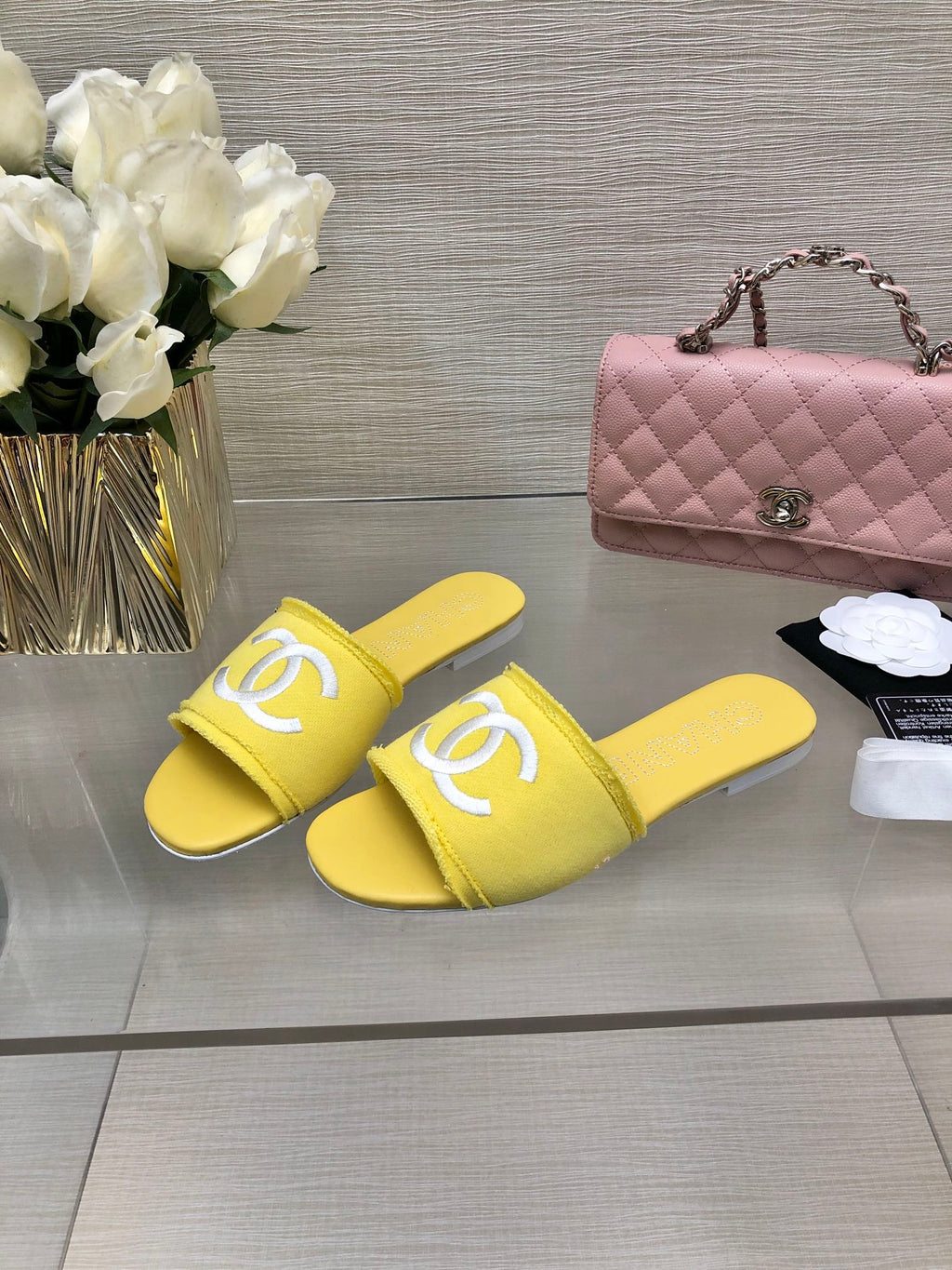 CC 25C Slippers Yellow Fabric Material 212965