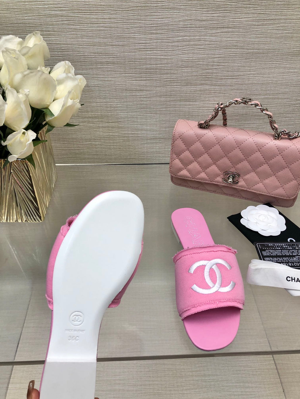 CC 25C Slippers Pink Fabric Material 212967