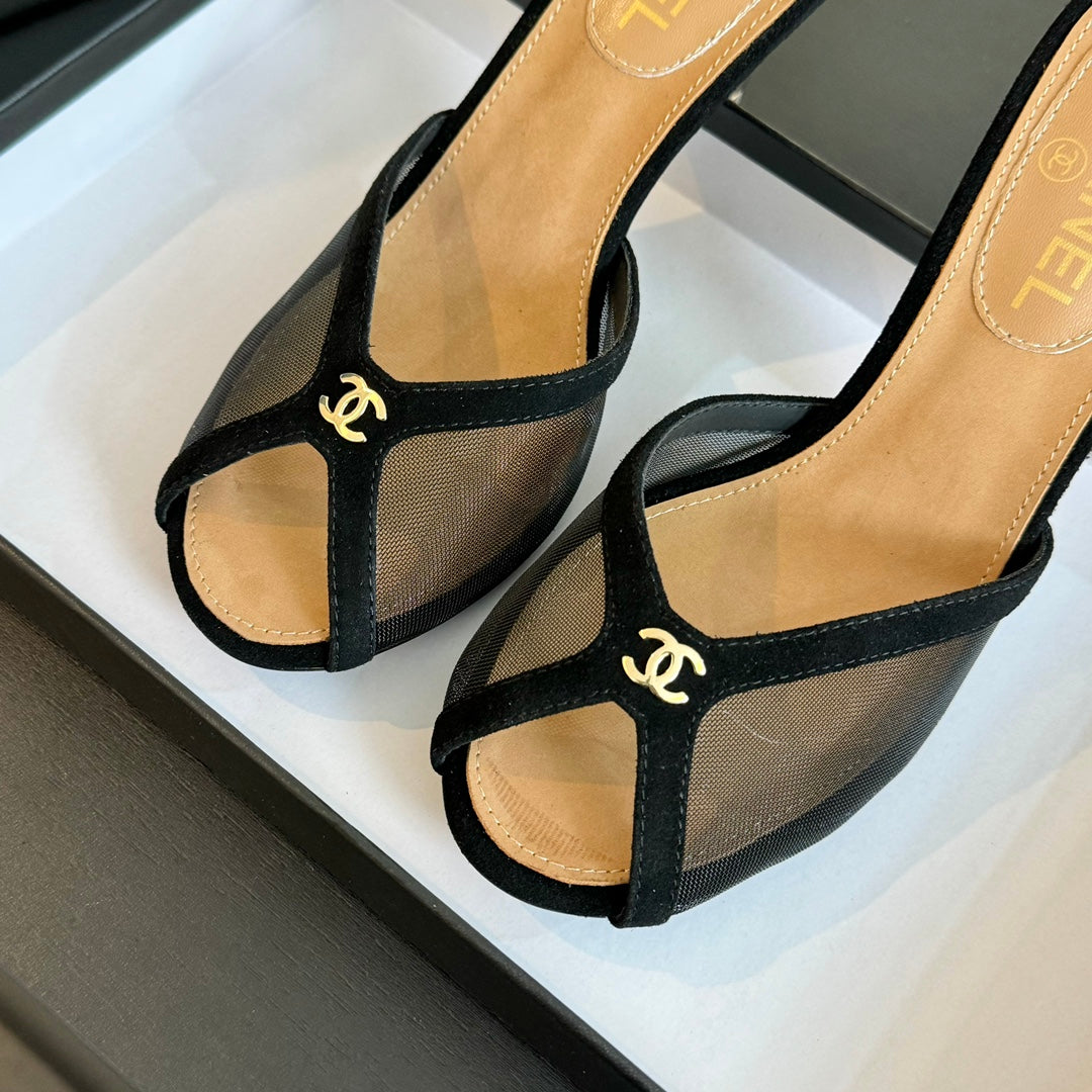 Double C High Heel Black Lambskin