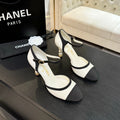 CC 25S Slingback 85mm White Calfskin Black Grosgrain