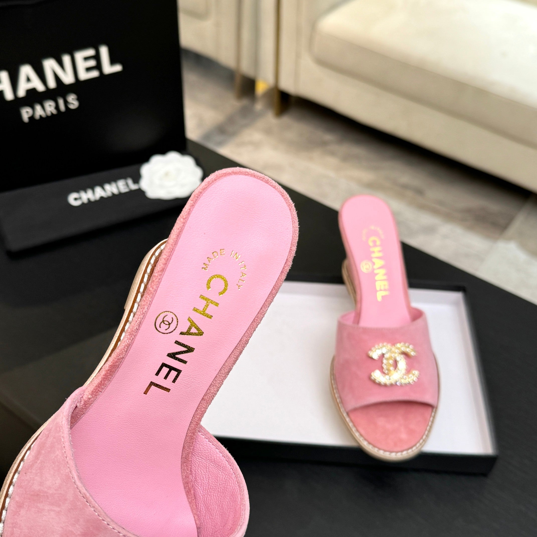 CC 2026 Wedge Sandals 65 Pink Suede 667768