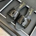 CC 2026 Flat Slippers Black Sheepskin Double C 700456