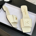 Chanel 2026  Double C Buckle Square Toe Slipper White Lambskin 673031
