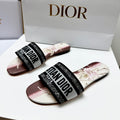CD 26s Embroidered Sandals Black White Burgundy Canvas Leather 683021