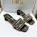 CD 26s Embroidered Sandals White Gold Genuine Leather 683023